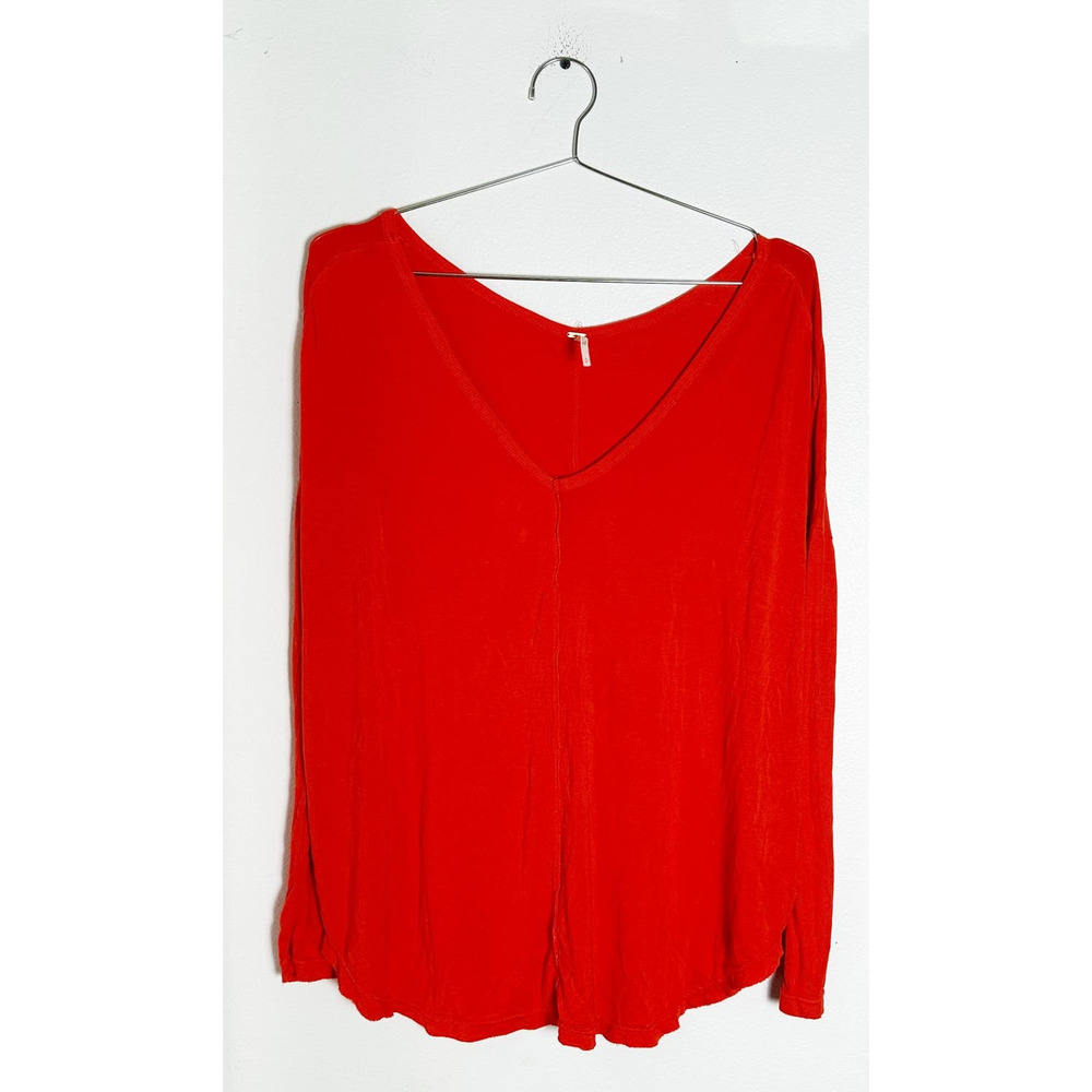 Free People Moonshine Knit Thermal Top Tunic Optic Red sz S - Picture 2 of 7